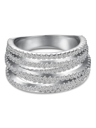 925 Sterling Silver Cubic Zirconia Geometric Luxury Stackable Ring