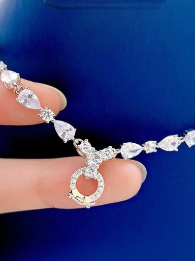 Pear shaped versatile chain 45+ 5cm 925 Sterling Silver Cubic Zirconia Pear Shaped Luxury Necklace
