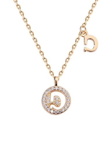 A1573 Champagne plated gold type D 925 Sterling Silver Rhinestone Geometric Minimalist Necklace