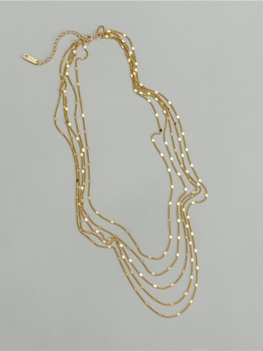 Gold 925 Sterling Silver Irregular Minimalist Multi Strand  Chain Necklace