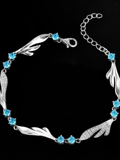 Blue plating 18K 925 Sterling Silver High Carbon Diamond Geometric Dainty Bracelet