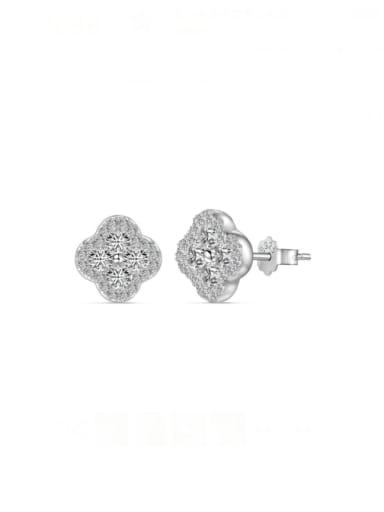 925 Sterling Silver Cubic Zirconia Clover Dainty Stud Earring