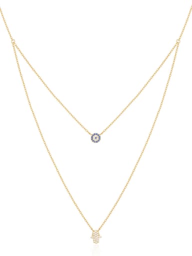golden 925 Sterling Silver Heart Minimalist Multi Strand Necklace