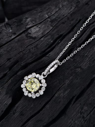 Yellow Diamond Necklace 925 Sterling Silver Cubic Zirconia Dainty Flower  Earring and Necklace Set