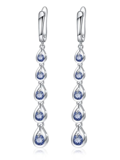 Tassel drop Plated Crystal Earrings 925 Sterling Silver Natural Color Treasure Topaz Water Drop Artisan Long Drop Earring