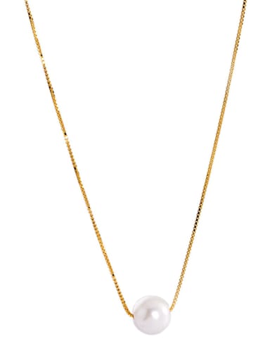 925 Sterling Silver Imitation Pearl Round Minimalist Necklace