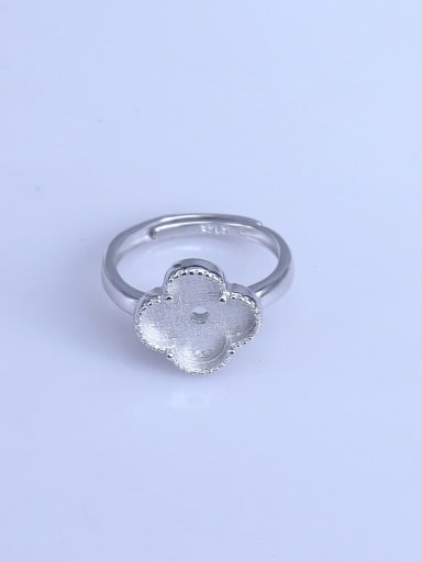 custom 925 Sterling Silver 18K White Gold Plated Clover Ring Setting Stone size: 11*11mm