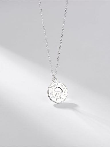 925 Sterling Silver Minimalist Little Prince Round Necklace