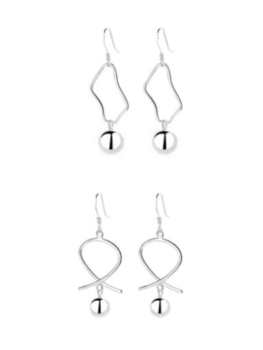 925 Sterling Silver Asymmetrical  Geometric Minimalist Hook Earring