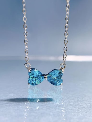 custom 925 Sterling Silver Cubic Zirconia Bowknot Dainty Necklace