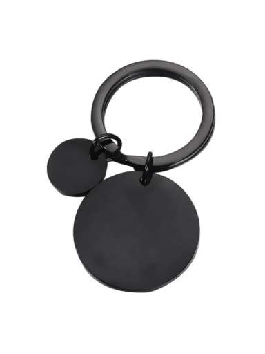 black Round Stainless steel Minimalist Key Chain Pendant