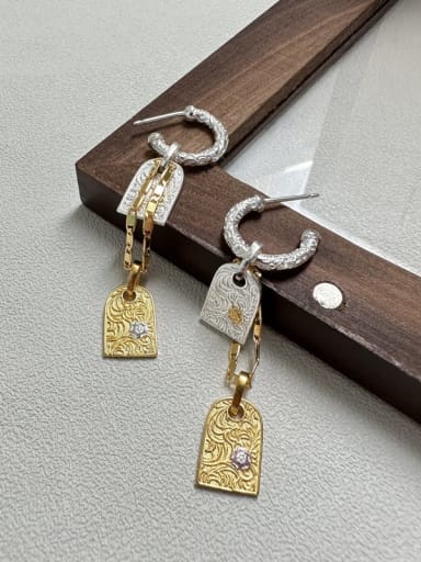 925 Sterling Silver Square Vintage Drop Earring