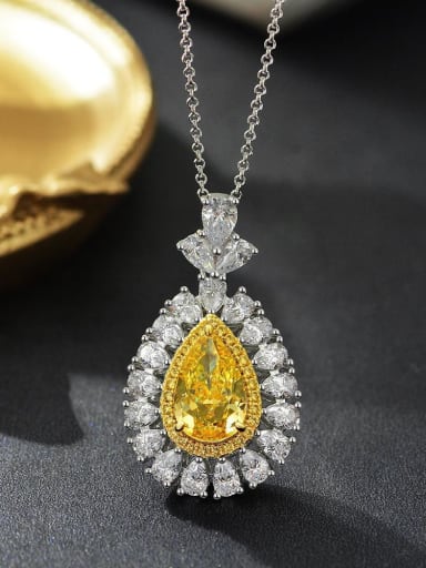 Goose Yellow 40 +3CM [P 2114] 925 Sterling Silver Cubic Zirconia Water Drop Luxury Necklace