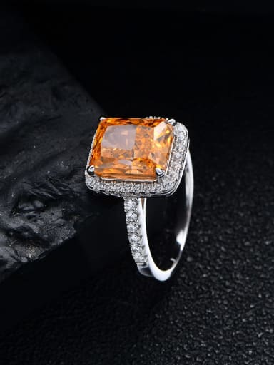 Morgan Orange 925 Sterling Silver High Carbon Diamond Geometric Luxury Band Ring