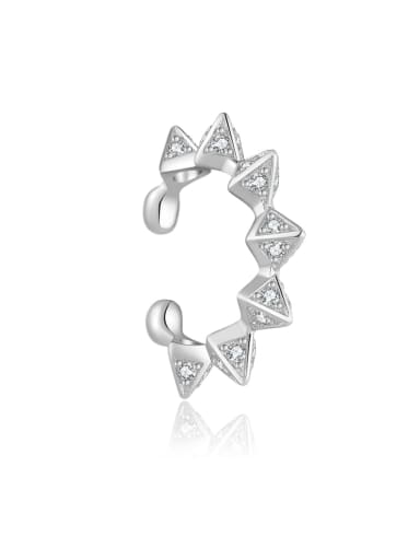 Platinum [White Stone] 925 Sterling Silver Cubic Zirconia Geometric Dainty Clip Earring