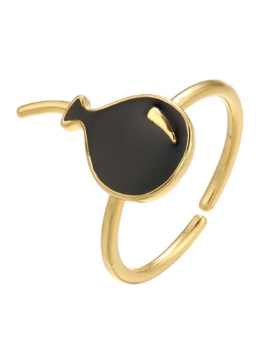 black Brass Enamel Rhinestone Trend Band Ring