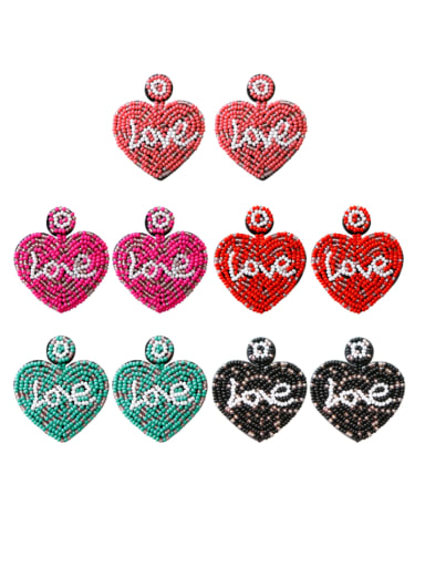 Tila Bead Multi Color Heart Trend Pure handmade Weave Earring