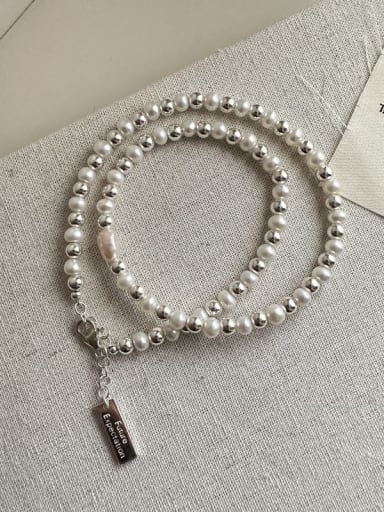 925 Sterling Silver Freshwater Pearl Dainty Beaded Necklace