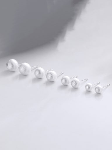 925 Sterling Silver Bead Geometric Minimalist Stud Earring