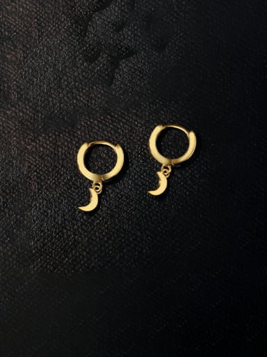 E3694 Gold 925 Sterling Silver Moon Minimalist Huggie Earring