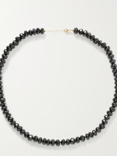 Titanium Steel Natural Stone Black Geometric Trend Beaded Necklace