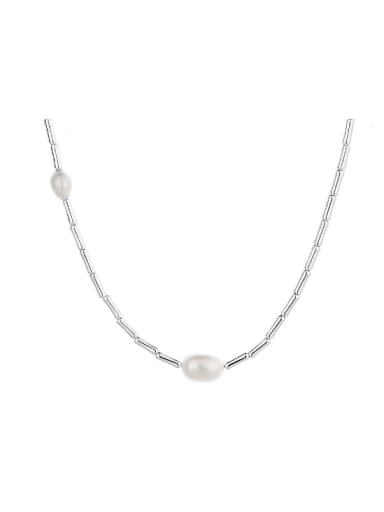 510L necklace approximately 7.4g 925 Sterling Silver Imitation Pearl Irregular Minimalist Necklace