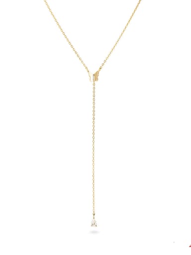 Gold Style 2 925 Sterling Silver Tassel Minimalist Lariat Necklace