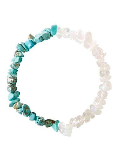 Bc68002 Turquoise white Multi Color Natural Stone  Geometric Trend Stretch Bracelet
