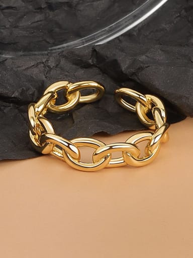 18K gold 925 Sterling Silver Geometric Chain Minimalist Band Ring