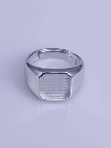 925 Sterling Silver 18K White Gold Plated Geometric Ring Setting Stone size: 10*10mm
