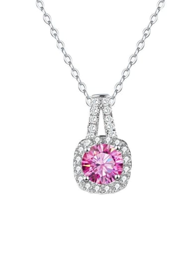 1 carat [Pink Mosonite] 925 Sterling Silver Moissanite Geometric Dainty Necklace