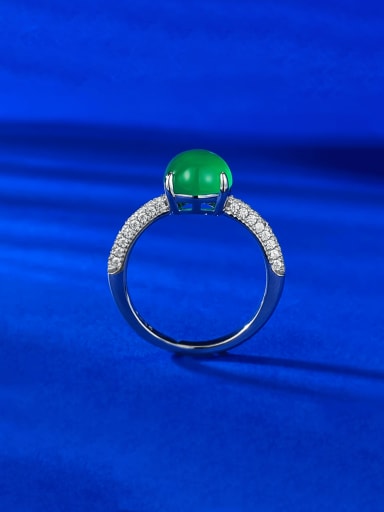 925 Sterling Silver Jade Geometric Vintage Band Ring