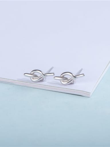 Platinum 925 Sterling Silver Irregular Minimalist Stud Earring