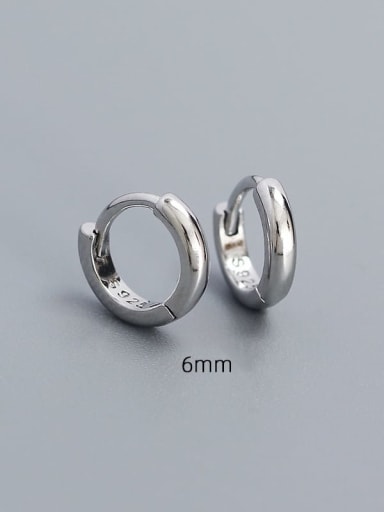6mm Platinum 925 Sterling Silver Geometric Minimalist Huggie Earring