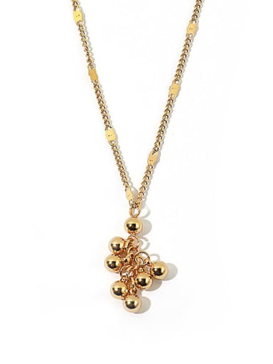 Titanium Steel Bead Vintage Grape String Gold Necklace