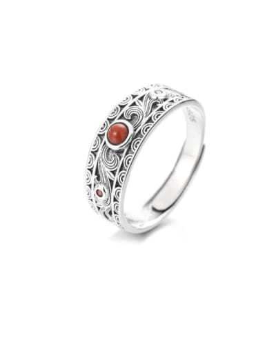 868FJA model approximately 3.1g 925 Sterling Silver Carnelian Cloud Vintage Band Ring