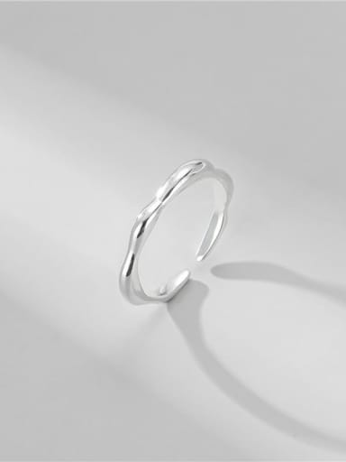 925 Sterling Silver Irregular Minimalist  wave Line Band Ring