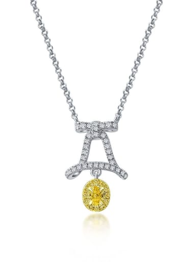 custom 925 Sterling Silver High Carbon Diamond Yellow Water Drop Luxury Necklace
