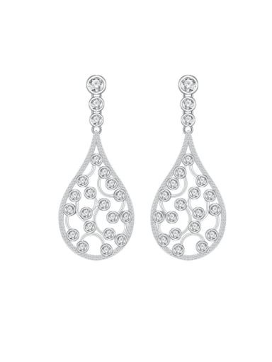 925 Sterling Silver Cubic Zirconia Water Drop Statement Cluster Earring