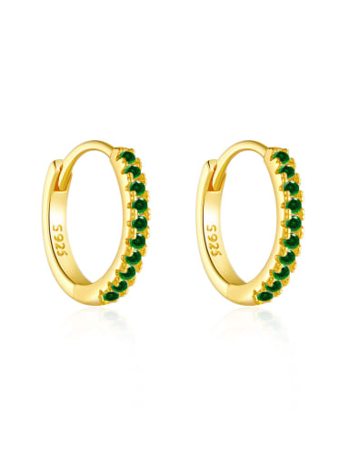 18K gold [green] ear ring 925 Sterling Silver Cubic Zirconia Geometric Dainty Stud Earring