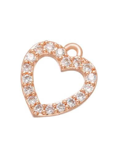 Rose Gold White Diamond Brass Fancy Colored Diamond Heart Pendant