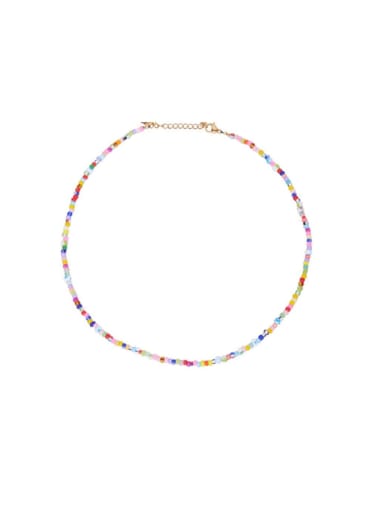 Titanium Steel Geometric colored light beads Bohemia Beaded Necklace
