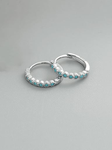 925 Sterling Silver Turquoise Geometric Minimalist Huggie Earring