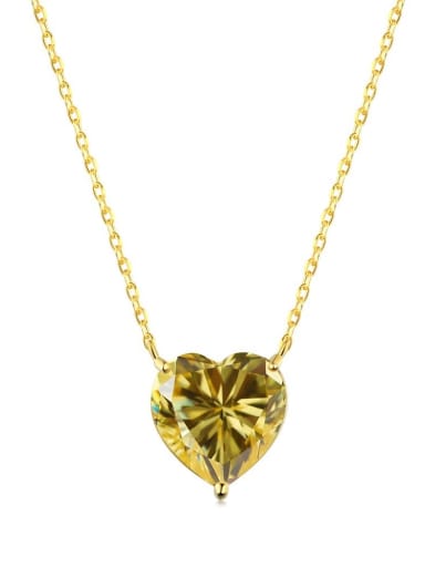 DY190085 S G YE 925 Sterling Silver Cubic Zirconia Heart Minimalist Necklace