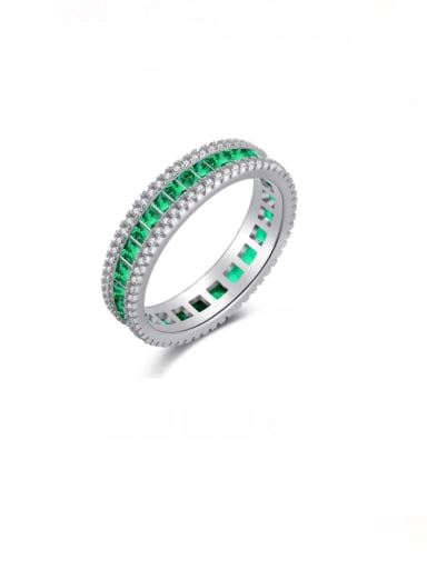 DY120652 green 925 Sterling Silver Cubic Zirconia Geometric Minimalist Band Ring