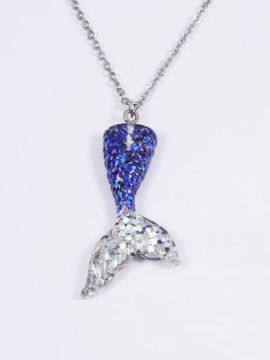 Color 3 Stainless steel Resin  Cute Wind Fish Tail Pendant Necklace