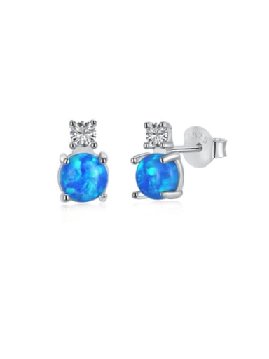 DY1D0229 blue 925 Sterling Silver Opal Geometric Dainty Stud Earring