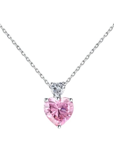 DY190641 S W BF 925 Sterling Silver Cubic Zirconia Heart Dainty Necklace