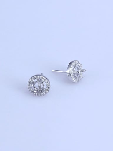 925 Sterling Silver 18K White Gold Plated Round Earring Setting Stone size: 5*5mm