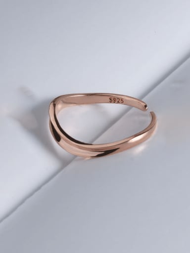 Rose Gold 925 Sterling Silver Line Geometric Minimalist Band Ring
